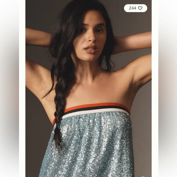 NWT NEW Anthropologie Sunday in Brooklyn Strapless Sequin Midi Dress - Picture 2 of 7